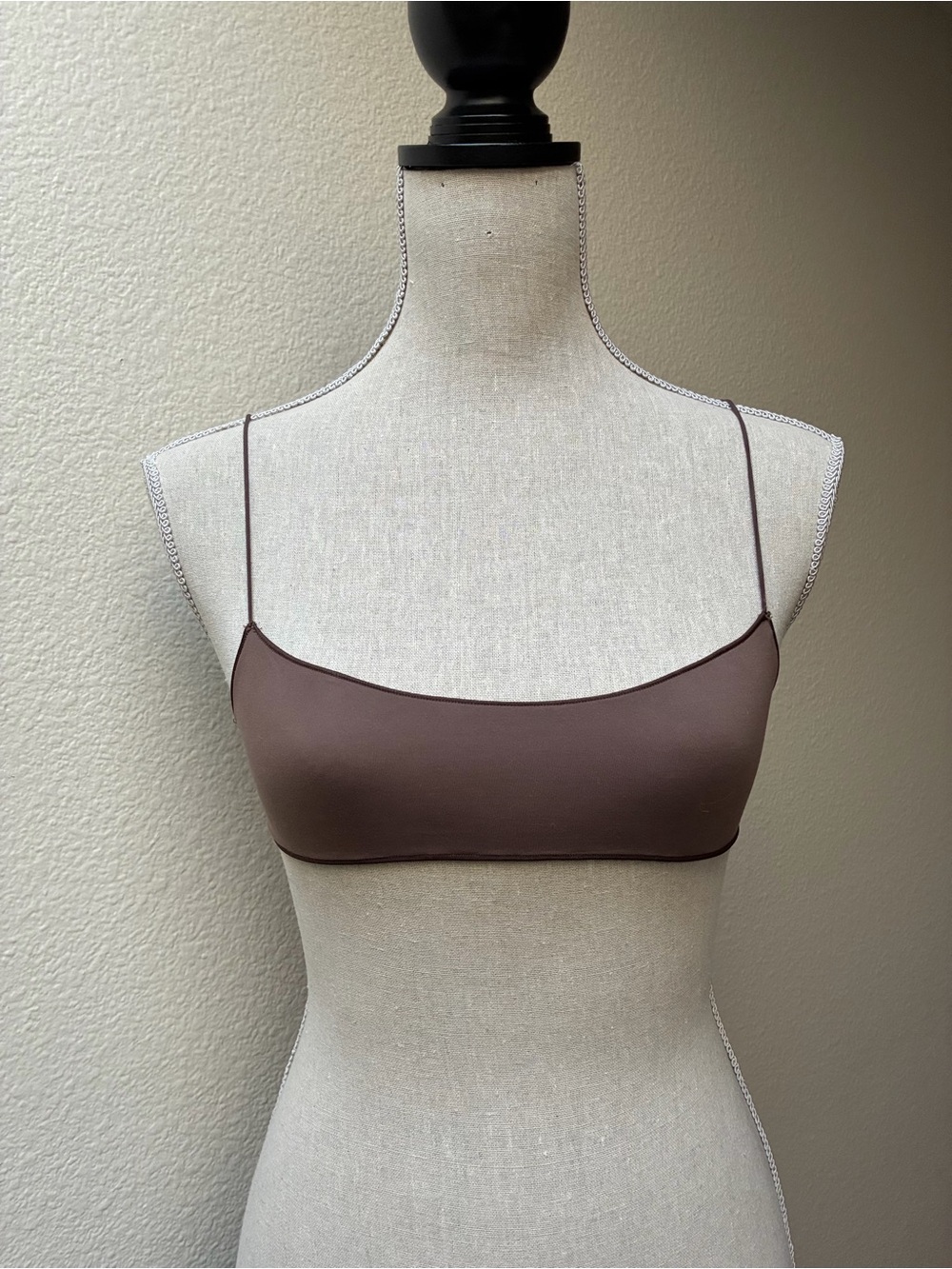 Tropic of C The C Bralette Brown Spaghetti Strap Bikini Top, size XS